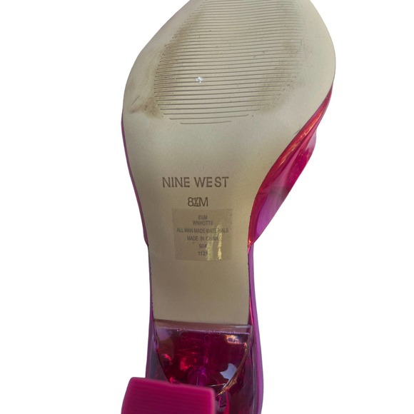 Nine West HOTT Clear Plastic Mule Heels Pumps | Barbie Hot Pink | Womens 8.5 NEW - Picture 13 of 16